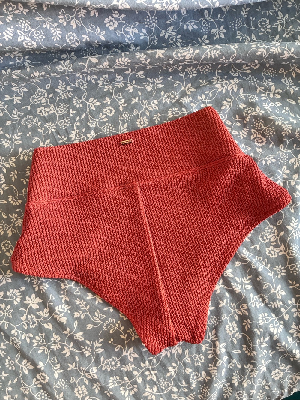 PINK Victoria's Secret Ribbed High-Waist Bikini Bottoms in Terracotta - Picture 5 of 6